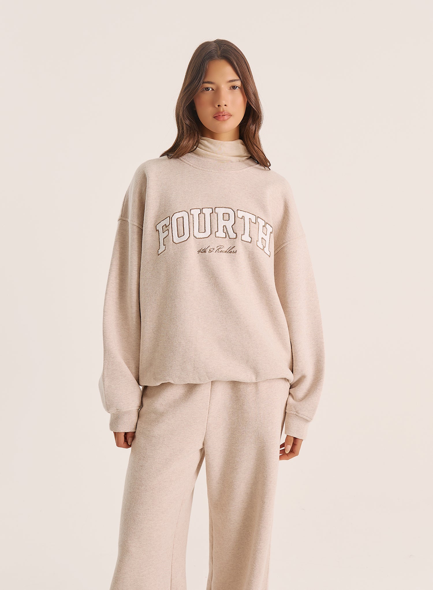 Oatmeal Fourth Slogan Sweatshirt